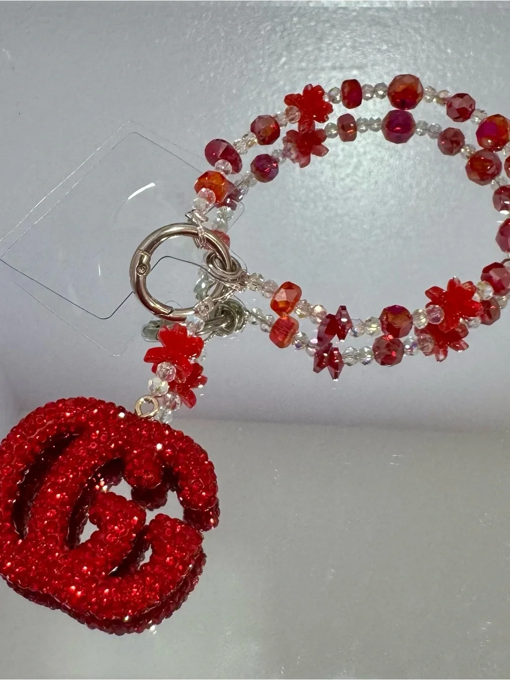 New Red Crystal Charm Phone Strap - Women's Phone Accessory